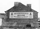 Business sign for Hendersons Relish, Hendersons (Sheffield) Ltd., relish manufacturers, No. 41 Leavygreave Road at the junction with Upper Hanover Street Business sign for Hendersons Relish, Hendersons (Sheffield) Ltd., relish manufacturers, No. 41 Leavygreave Road at the junction with Upper Hanover Street