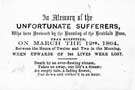Memorial card for the victims who drowned by the bursting of Dale Dyke Dam, Saturday 12 March 1864