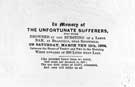 Memorial card for the victims who drowned by the bursting of Dale Dyke Dam, Saturday, 12 March, 1864