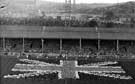 Children's Union Jack display at Hillsborough football ground for the royal visit of Queen Elizabeth II and HRH Duke of Edinburgh