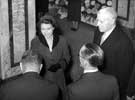 Queen Elizabeth II being greeted by the principles of the English Steel Corporation, River Don Works, Brightside Lane during the royal visit   