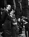 View: s28381 HRH Duke of Edinburgh and Lord Mayor, J.H. Bingham outside the Town Hall with Roger Lumley 11th Earl of Scarborough, Lord Lieutenant of West Riding of Yorkshire right