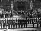 View: s28397 Queen Elizabeth II outsideTown Hall, Pinstone Street with the Hallamshire Battalion standing as Guard of Honour