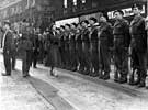 Queen Elizabeth II inspecting the Guard of Honour, Yorks and Lancaster Regiment, Hallamshire Battalion, Pinstone Street