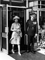Queen Elizabeth II and Chief Constable, Philip Knights leaving the new South Yorkshire Police Headquarters after the Official Opening Ceremony