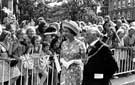 Queen Elizabeth II accompanied by Lord Mayor, Albert Richardson on a walk about during the Royal Visit 