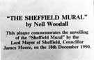 Plaque for The Sheffield Mural, Parkway Petrol Station by Neil Woodall