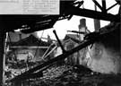 Gale damage at the former premises of Sheffield Machine Knife Co. Ltd., Nursery Street Works, No. 69 Nursery Street looking South East with the shattered roof of Sentinal Works in the background