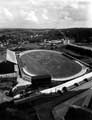 Elevated view of Hyde Park Stadium greyhound track, St Johns' Road showing Manor Oaks Road in the background