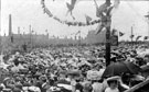 Crowds including the Rotherham Volunteers at Sheaf Square, during the royal visit of King Edward VII and Queen Alexandra