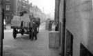 View: t00749 L.M.S. horse drawn cart outside Walker and Hall Ltd., Electro Works, Eyre Street