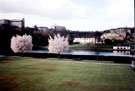 Crookes Valley Park showing boating lake and now derelict Dam House