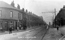 Nos. 164 - 162, grocers and off licence, 160, Post office, 158 etc., Petre Street from the junction with Lyons Street looking towards Petre Street Methodist Church in the background Nos. 164 - 162, grocers and off licence, 160, Post office, 158 etc., Petre Street from the junction with Lyons Street looking towards Petre Street Methodist Church in the background