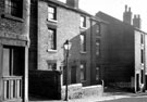 Nos. 54, White Lion public house (extreme left), 52 - 48, back to back housing and 46 (extreme right), Woodside Lane. Demolished Feb. 1960