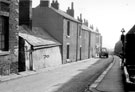 Nos. 72 (extreme left), 70 (no windows), 68 etc.,Woodside Lane. Demolished Feb. 1960
