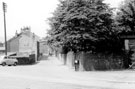 Junction of Pitsmoor Road and Woodside Lane showing the walled grounds of  No. 249, Pitsmoor Road