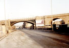 Attercliffe Road Railway Bridge part of Norfolk Bridge/Viaduct, Attercliffe Road. Norfolk Arms in background