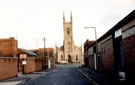 View: t01103 St. Mary C. of E. Church, Bramall Lane, from Boston Street