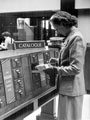 Central Library, Surrey Street. Central Lending Library, borrower using a catalogue