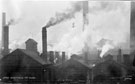 View: t01207 Postcard depicting 'Sheffield at Work'. George Senior and Sons Ltd's Ponds Forge Works, Sheaf Street taken from the junction of Granville Street and Granville Hill looking west.