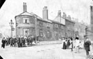 View: t01208 Barrel Inn, G. Oxley, licensee, corner of Rock Street and Pye Bank (left) marked for demolition
