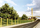 Footbridge and cycleway over Coleridge Road linking Don Valley Stadium complex with East End Park/ Don Valley Bowl (left) looking towards the Railway and Canal Bridge