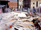 West Street towards the City Centre during the construction of the Supertram