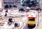 View: t01324 Construction of Supertram, High Street/Fitzalan Square from Haymarket. General Post Office in background