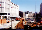 View: t01326 High Street looking towards Commercial Street, during the construction of Supertram
