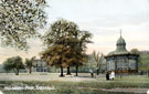 View: t01346 Hillsborough Park showing the band stand and library (former Hillsborough Hall)