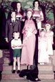 Queen Michaelmas Daisy and Sunday School Captain, (Caroline Davenport and Peter Dutton), Greenhill Methodist Church, in the Church Hall