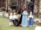 May Queen, Lindsay ?, and attendants, outside Greenhill Methodist Church, School Lane