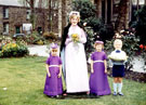 May Queen, Hilary Fielden and attendants, outside Greenhill Methodist Church, School Lane