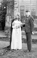 Queen Begonia and Sunday School Captain (Angela Snowden and Ken Dutton), outside Greenhill Methodist Church, School Lane Queen Begonia and Sunday School Captain (Angela Snowden and Ken Dutton), outside Greenhill Methodist Church, School Lane