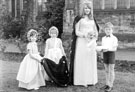 Queen Begonia, Angela Snowden and attendants, outside Greenhill Methodist Church, School Lane Queen Begonia, Angela Snowden and attendants, outside Greenhill Methodist Church, School Lane
