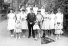 Queen Rose II and Sunday School Captain (Grace Coghill and Alan Gray) and attendants outside Greenhill Methodist Church, School Lane Queen Rose II and Sunday School Captain (Grace Coghill and Alan Gray) and attendants outside Greenhill Methodist Church, School Lane