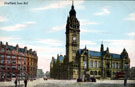 View: t01524 Town Hall and Jubilee Monolith. Albany Hotel and Yorkshire Penny Bank, on left