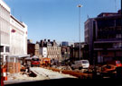 View: t01852 High Street at Castle Square, looking towards Commercial Street, during the construction of Supertram