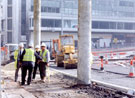 Site of the former 'Hole in the Road', Castle Square, during the construction of Supertram Site of the former 'Hole in the Road', Castle Square, during the construction of Supertram