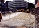 View: t01877 High Street looking towards the junction of Fargate and Church street, during the construction of Supertram