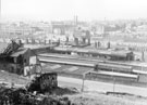 View: t01897 Elevated view of City Centre and Park showing Sheffield Midland railway station, Sheaf Street and Granville Street