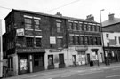West Street at junction of Bailey Lane, showing Nos. 100 - 104 West Street, former premises of Morton Scissors, scissors manufacturers, No. 100 Davidson and Co. (Steel Stamps) Ltd., mark makers and No. 94 Saddle Inn