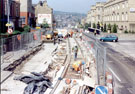View: t02062 Langsett Road looking towards Hillsborough Barracks during the construction of Supertram