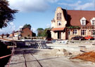 Junction of White Lane and Nab Lane, Gleadless, during the construction of Supertram showing (right) The Old Harrow public house, No. 1a White Lane