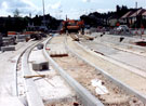 Ridgeway Road looking towards Norton Avenue, Gleadless Town End, during the construction of Supertram