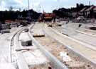 View: t02099 Ridgeway Road looking towards Norton Avenue, Gleadless Town End, during the construction of Supertram