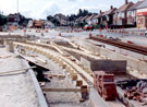 Ridgeway Road looking towards Norton Avenue, Gleadless Town End, during the construction of Supertram