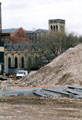 View: t02254 Archaeological dig at Exchange Riverside, Nursery Street, where remains of early cementation furnace were excavated. Former Holy Trinity Church in background