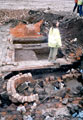 View: t02257 Archaeological dig at Exchange Riverside, Nursery Street, showing remains of a boiler house. Andy Lies is the archaelogist