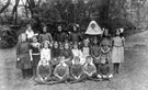 Pupils and Sister in the gardens of the Convent High School, No. 152 Burngreave Road